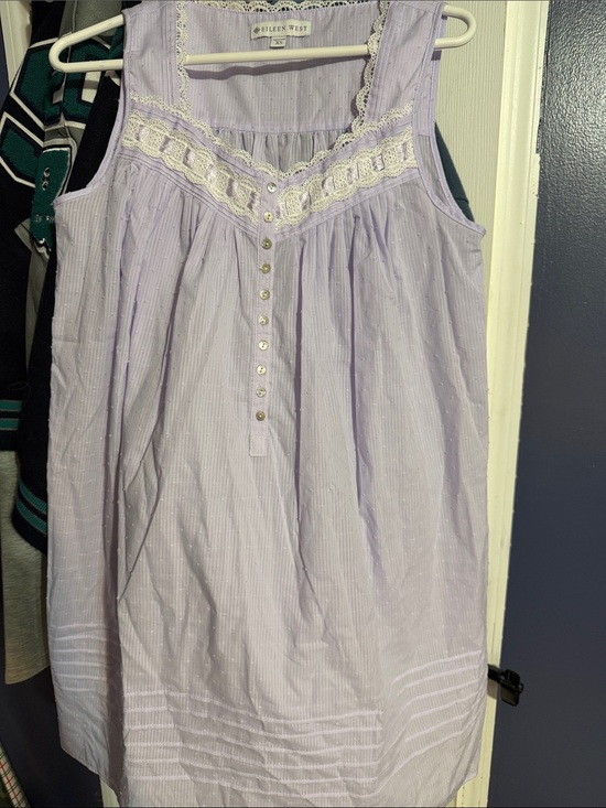Eileen West Tops - Eileen West Lavender Lace-Trim Sleeveless Nightdress